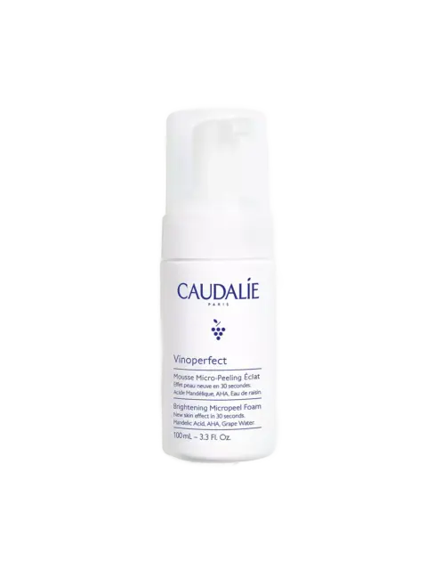 Caudalie Vinoperfect Brightening Micropeel Foam, 100ml bottle.