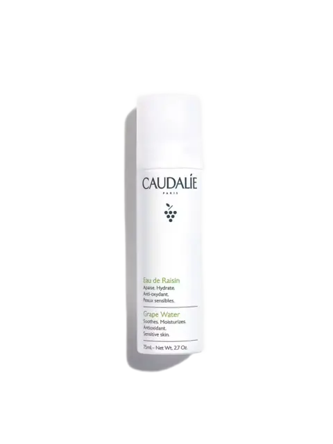 Caudalie Grape Water spray bottle, 75ml, for sensitive skin.