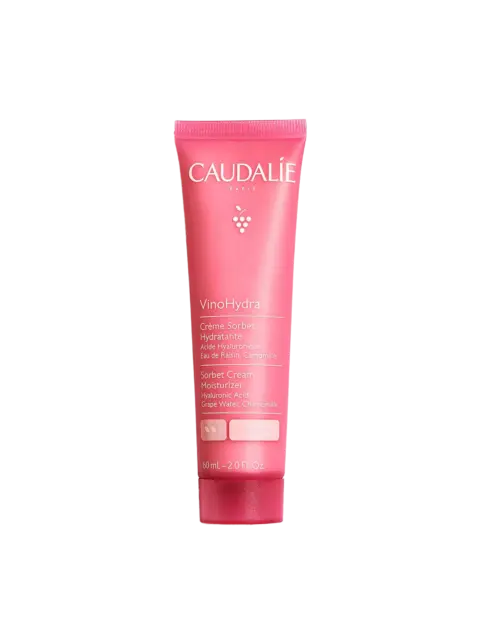 Pink tube of Caudalie VinoHydra Sorbet Cream Moisturiser, 60ml.