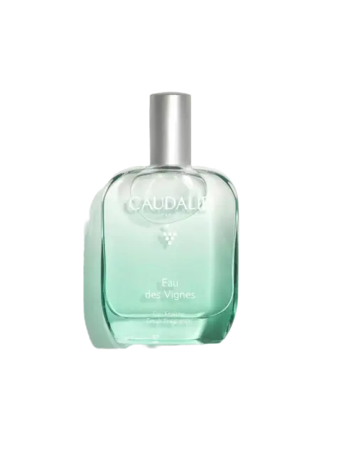 Caudalie Eau des Vignes fragrance bottle with silver cap.