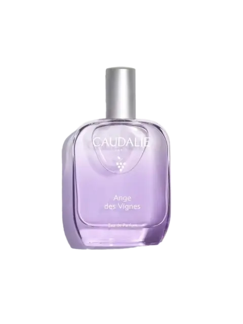 Purple Caudalie Ange des Vignes Eau de Parfum bottle with silver cap.