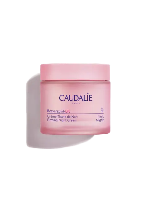Pink jar of Caudalie Resveratrol-Lift Firming Night Cream.