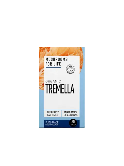 Mushrooms for Life Organic Tremella, 60 capsules, Soil Association certified organic.