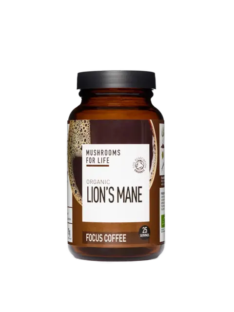 Mushrooms for Life Organic Lion's Mane Focus Coffee, 25 servings jar.
