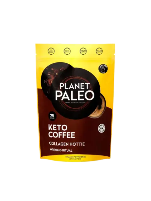 Planet Paleo Keto Coffee, Collagen Hottie, 25 servings, high protein, just add milk.