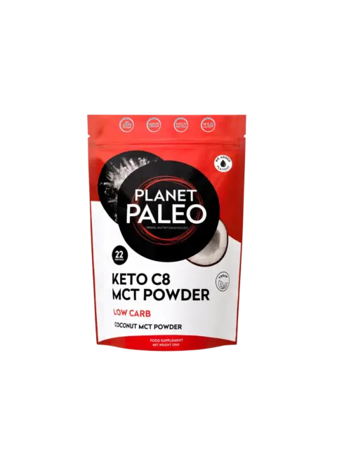Planet Paleo Keto C8 MCT Powder, low carb, 320g, vegan, 22 servings.