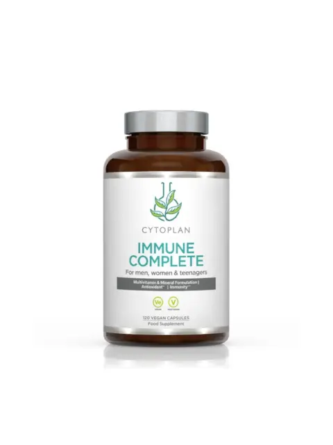 Cytoplan Immune Complete bottle, 120 vegan capsules, multivitamin and mineral supplement.