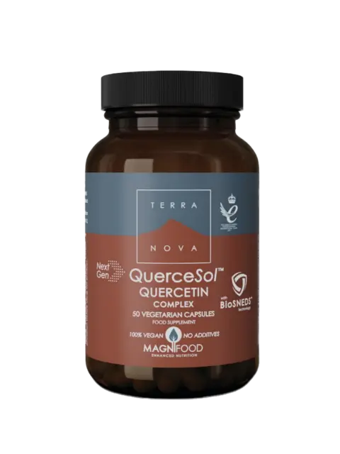 Terranova QuerceSol Quercetin Complex, 50 vegetarian capsules, vegan, no additives.