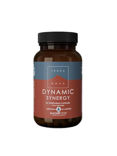 Terranova Dynamic Synergy, 50 vegetarian capsules, vegan, no additives.