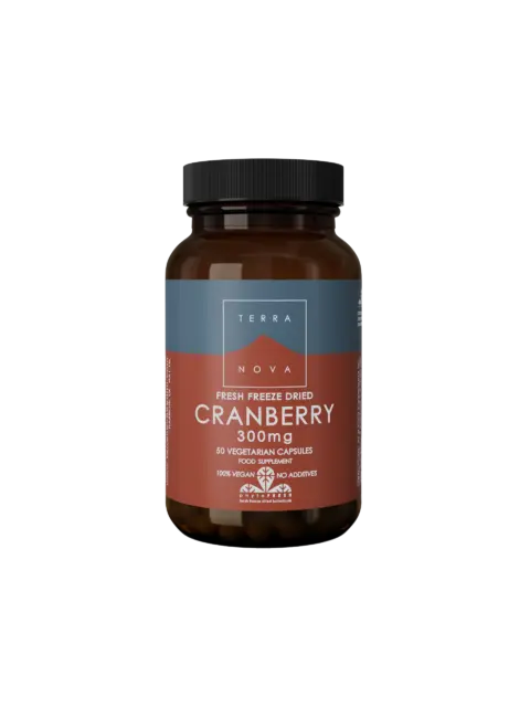 Terranova Cranberry 300mg, 50 vegetarian capsules, vegan, no additives.