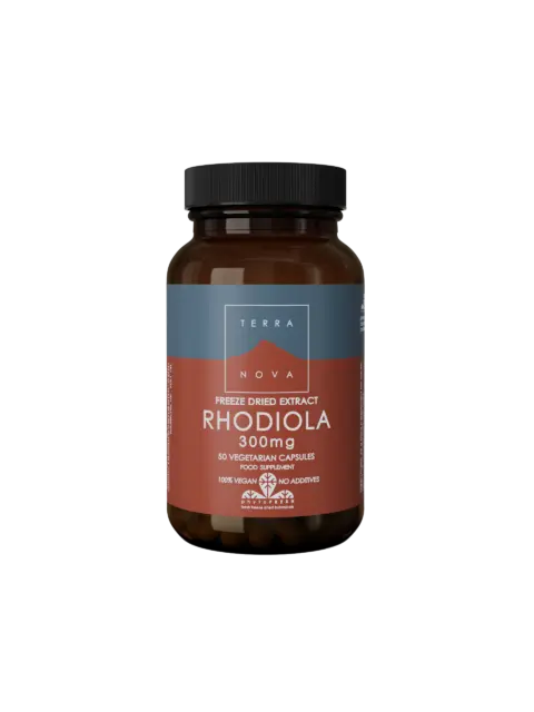 Terranova Rhodiola 300mg, 50 vegetarian capsules, freeze dried extract, vegan, no additives.