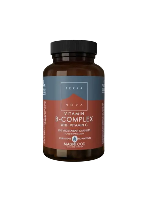 Terranova Vitamin B-Complex with C, 100 vegetarian capsules, vegan, no additives.