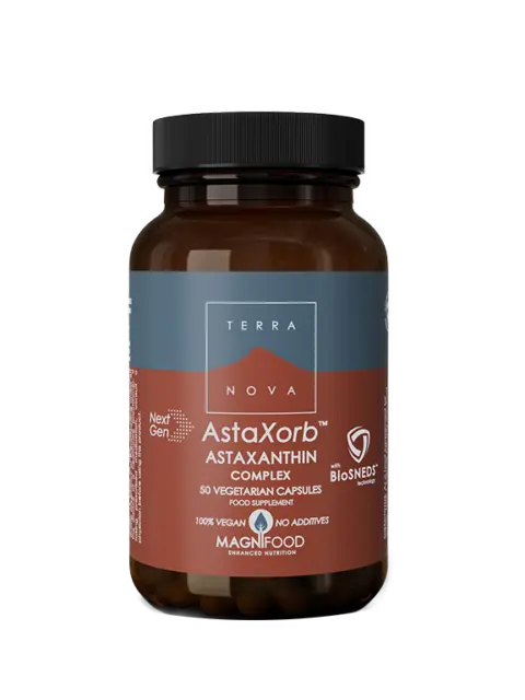 Terranova AstaXorb Astaxanthin Complex, 50 vegetarian capsules, vegan, no additives.
