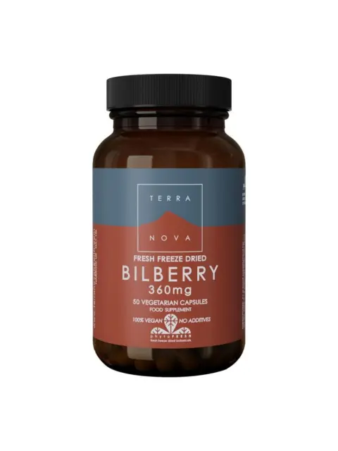 Terranova Bilberry 360mg, 50 vegetarian capsules, vegan, no additives.