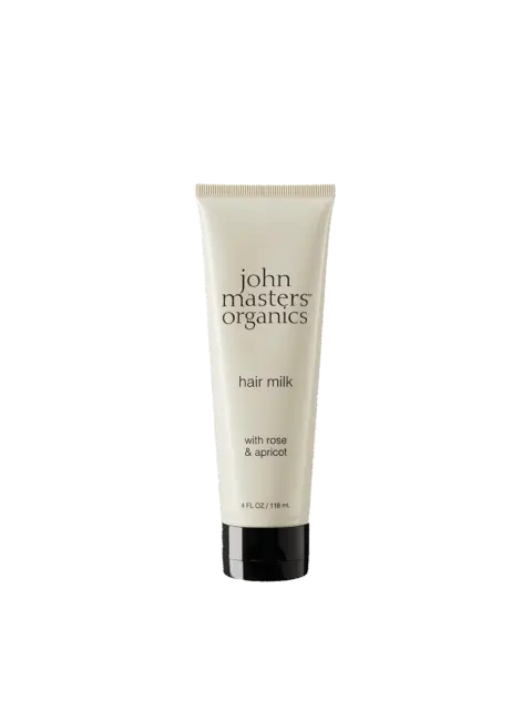 John Masters Organics hair milk tube, rose and apricot, 118 ml.