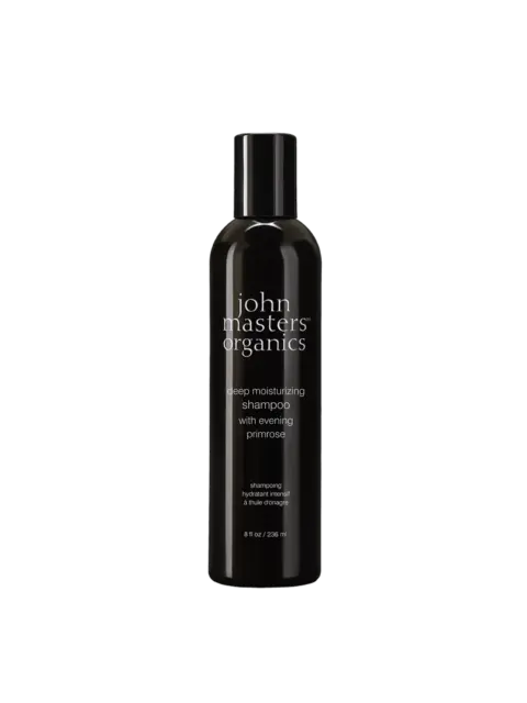 Black bottle of John Masters Organics deep moisturising shampoo, 236 ml.