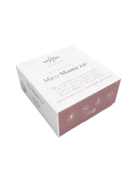 Mico-Mama 2.0 box with Hifas da Terra logo and organic certification symbols.