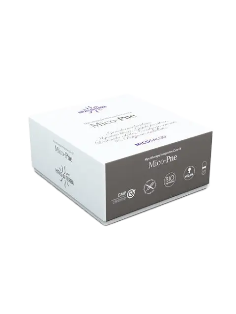 Mico-Pne box with logos for GMP, BIO, and vegan certification.