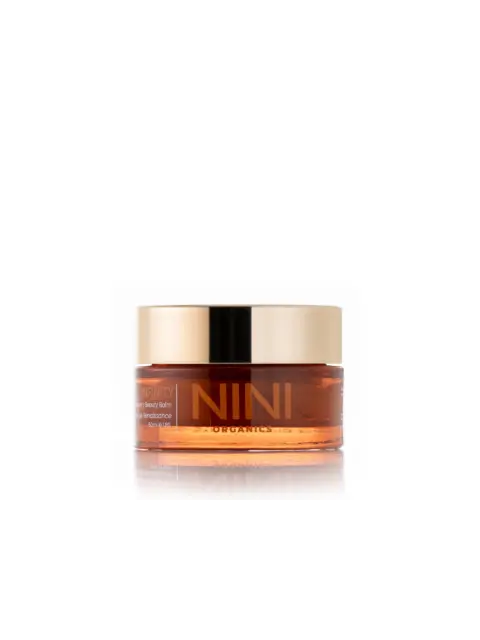 NINI Organics Infinity Beauty Balm in amber jar with gold lid, 50ml.