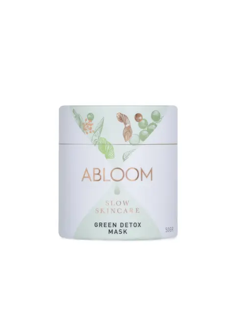 Abloom Green Detox Mask, 50g, with botanical design on packaging.