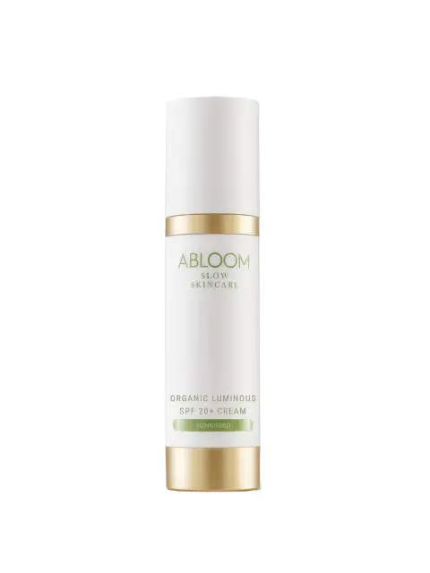 Abloom Slow Skincare Organic Luminous SPF 20+ Cream bottle.
