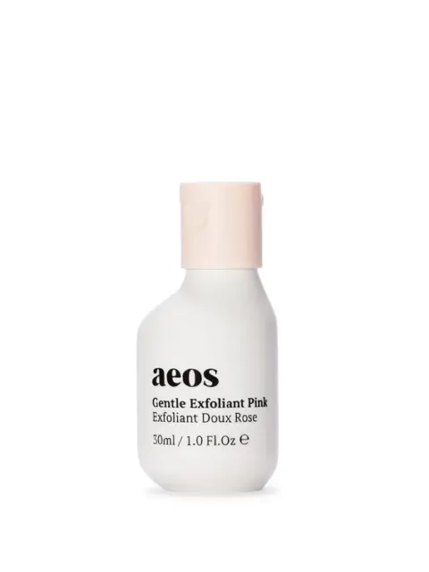 Aeos Gentle Exfoliant Pink, 30ml bottle with pink cap.