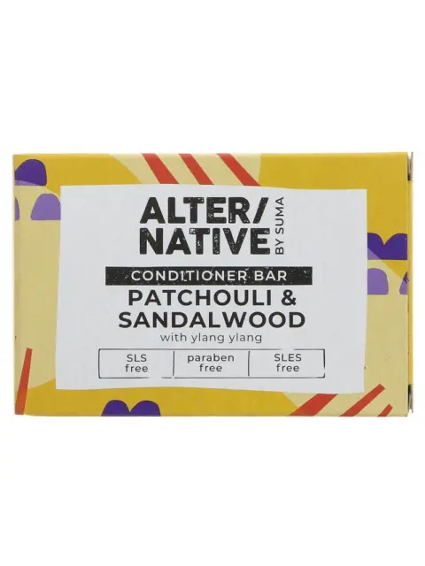 ALTER/NATIVE conditioner bar, patchouli and sandalwood, SLS and paraben free.