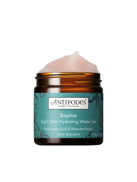 Antipodes Baptise H2O Ultra-Hydrating Water Gel, 60ml jar, hyaluronic acid and manuka honey.
