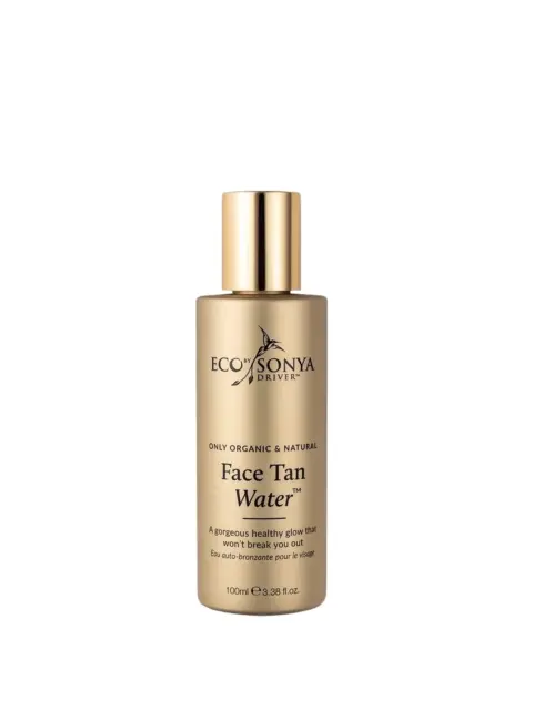 Eco by Sonya Face Tan Water bottle, 100ml, gold cap, organic and natural.