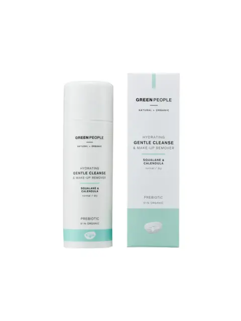 Green People Hydrating Gentle Cleanse bottle and box, squalane and calendula for normal/dry skin.