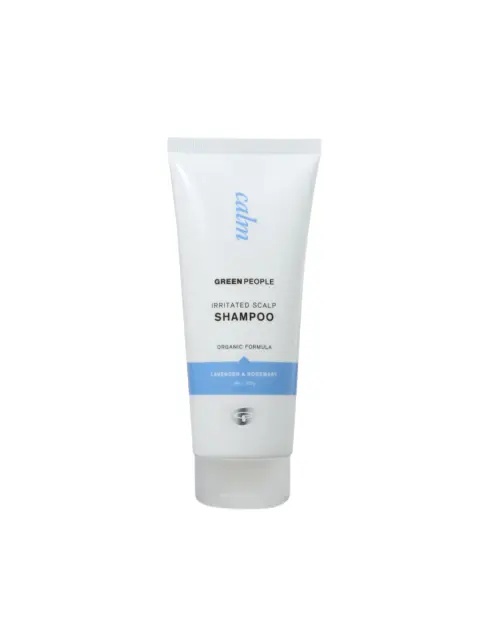 White tube of Green People Irritated Scalp Shampoo with lavender and rosemary.