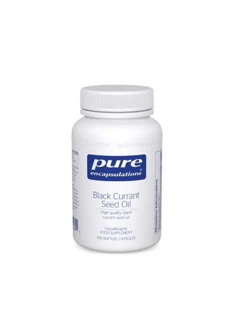 Pure Encapsulations Black Currant Seed Oil bottle, 100 softgel capsules.