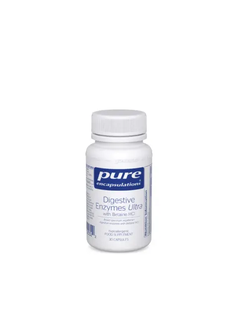 White bottle of Pure Encapsulations Digestive Enzymes Ultra, 30 capsules.