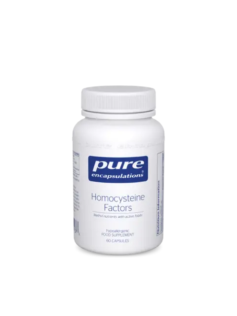 Pure Encapsulations Homocysteine Factors, 60 capsules, hypoallergenic food supplement.
