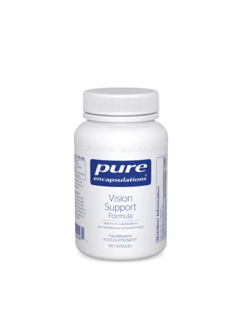 White bottle of Pure Encapsulations Vision Support Formula, 60 capsules.