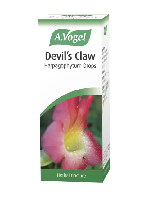 A.Vogel Devil's Claw Harpagophytum Drops box with flower image. Herbal tincture.