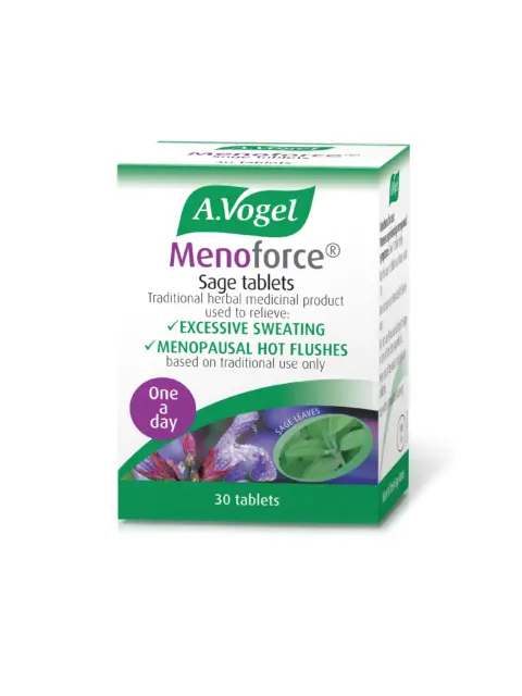 A.Vogel Menoforce Sage tablets box for menopause relief, 30 tablets.