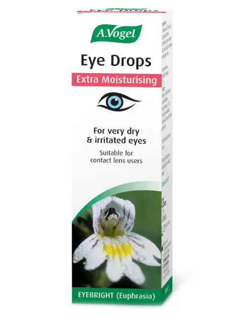 A.Vogel Eye Drops box, extra moisturising, for dry eyes, suitable for contact lens users, 10ml.