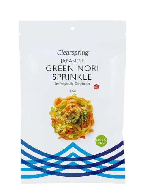 Clearspring Japanese Green Nori Sprinkle, sea vegetable condiment, high in fibre.