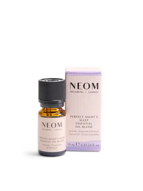 Neom Perfect Night's Sleep essential oil blend, 10ml bottle and box.