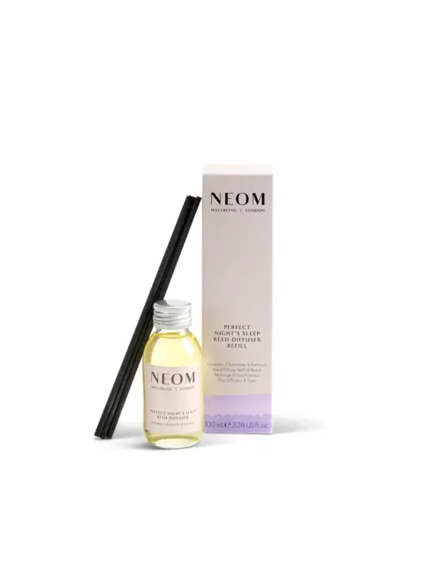 NEOM Perfect Night's Sleep reed diffuser refill with bottle and reeds. 100 ml.