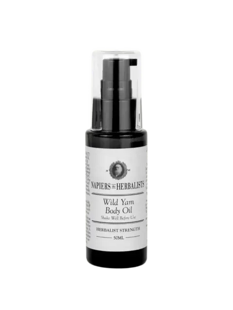 Napiers Wild Yam Body Oil, 50ml bottle with pump dispenser.