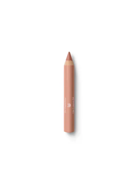 Peach lip crayon with "Dr. Hauschka Lip Crayon 04" text on side.