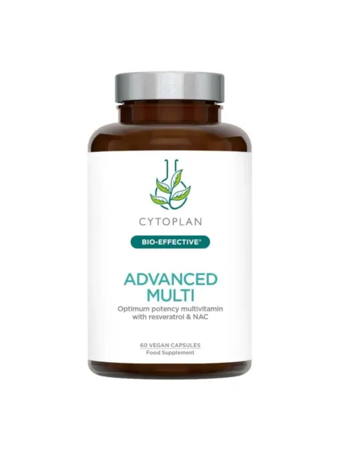 Cytoplan Advanced Multi, 60 vegan capsules, multivitamin with resveratrol and NAC.