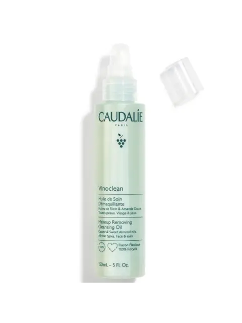 Caudalie Vinoclean Makeup Removing Cleansing Oil, 150ml bottle with cap removed.