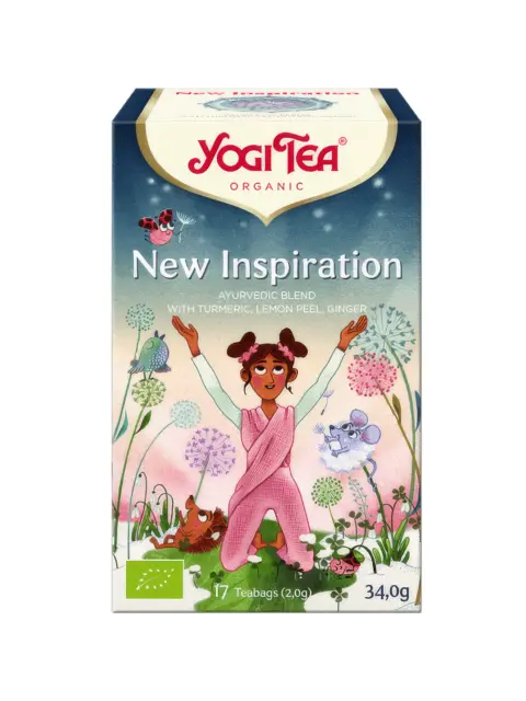 Yogi Tea New Inspiration, Ayurvedic blend with turmeric, lemon peel, ginger. 17 teabags, 34g.
