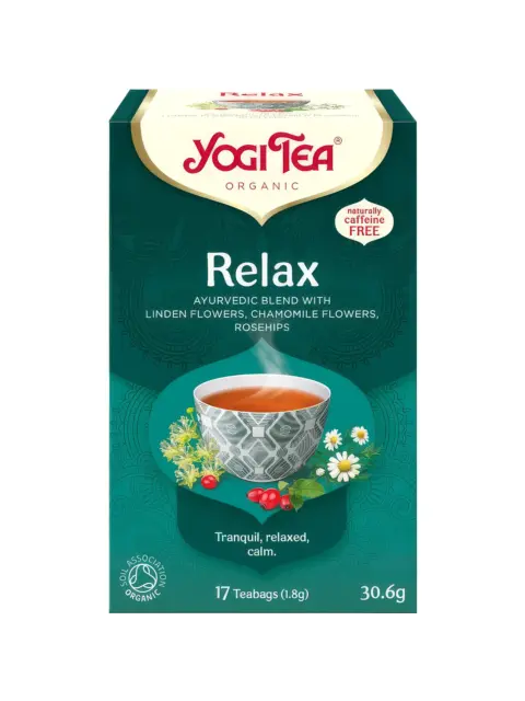 Yogi Tea Relax, organic blend with linden, chamomile, rosehips. 17 teabags, 30.6g.