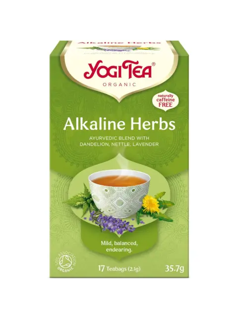 Yogi Tea Alkaline Herbs, organic, caffeine-free, 17 teabags, 35.7g, with dandelion, nettle, lavender.