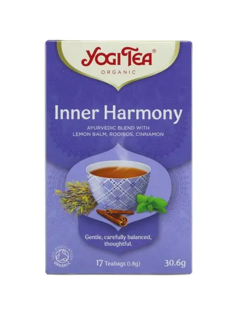 Yogi Tea Inner Harmony, Ayurvedic blend with lemon balm, rooibos, cinnamon. 17 teabags, 30.6g.
