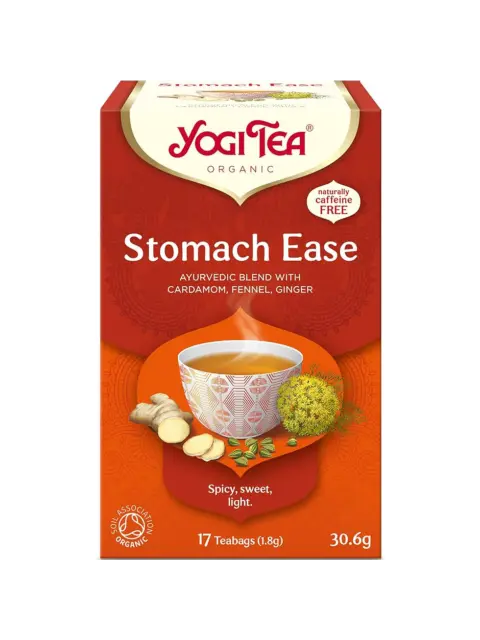 Yogi Tea Stomach Ease, organic, cardamom, fennel, ginger, 17 teabags, 30.6g, caffeine-free.